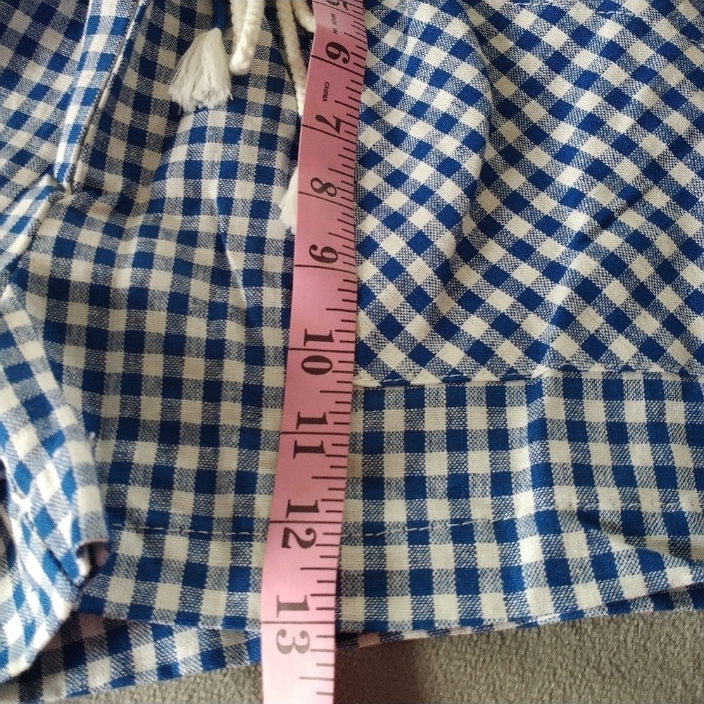 Ban.jara Linen Rayonl Blue White gingham Shorts. XS - Picture 7 of 7
